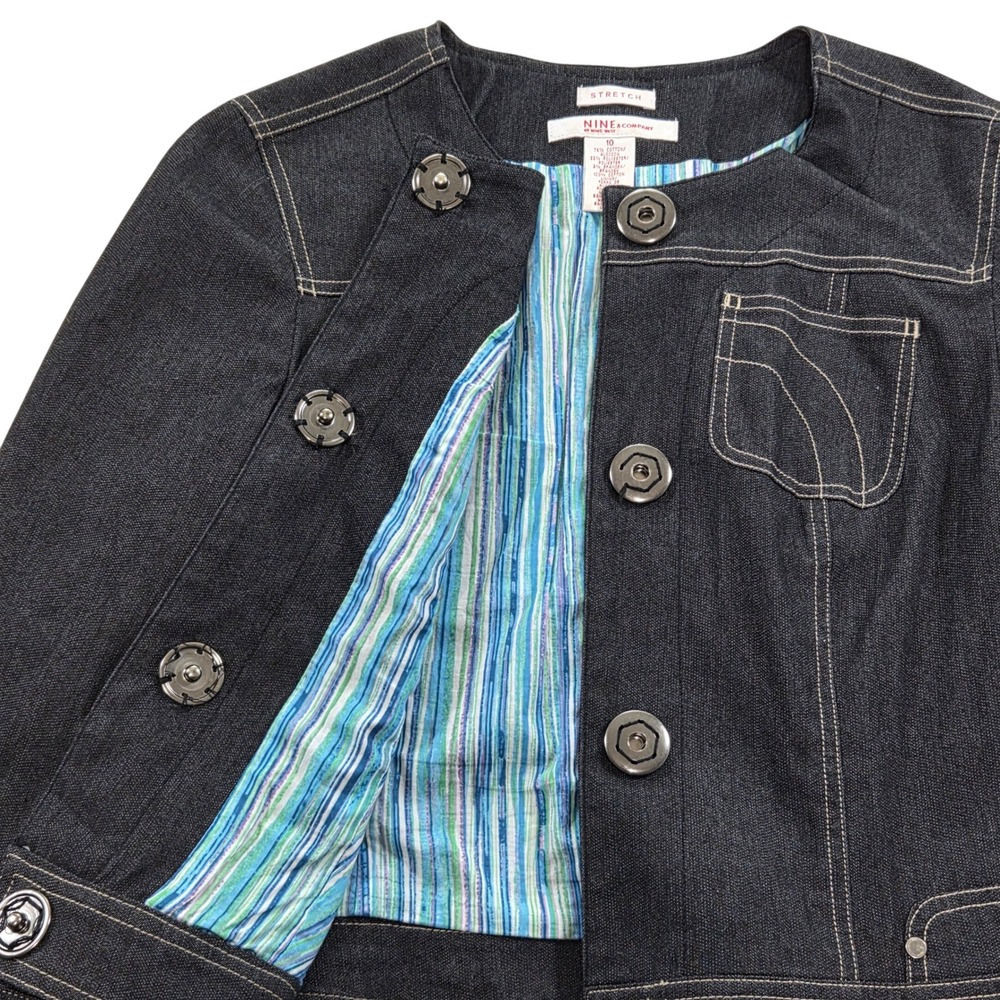 Nine & Company Denim Jacket Womens Size 10 Stretch‎ Blue Lined